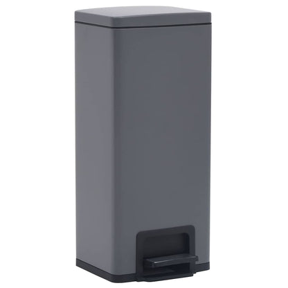 145972 vidaXL Dustbin with Pedal Anti-fingerprint 30L Grey Stainless Steel - 31 x 31.5 x 71 cm