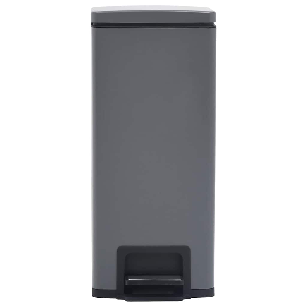 145972 vidaXL Dustbin with Pedal Anti-fingerprint 30L Grey Stainless Steel - 31 x 31.5 x 71 cm