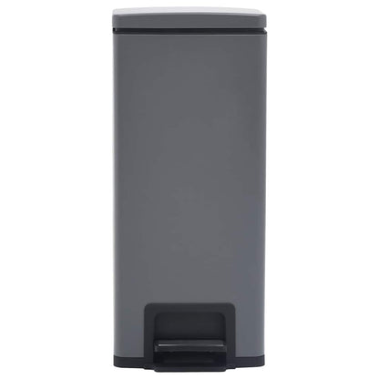 145972 vidaXL Dustbin with Pedal Anti-fingerprint 30L Grey Stainless Steel - 31 x 31.5 x 71 cm