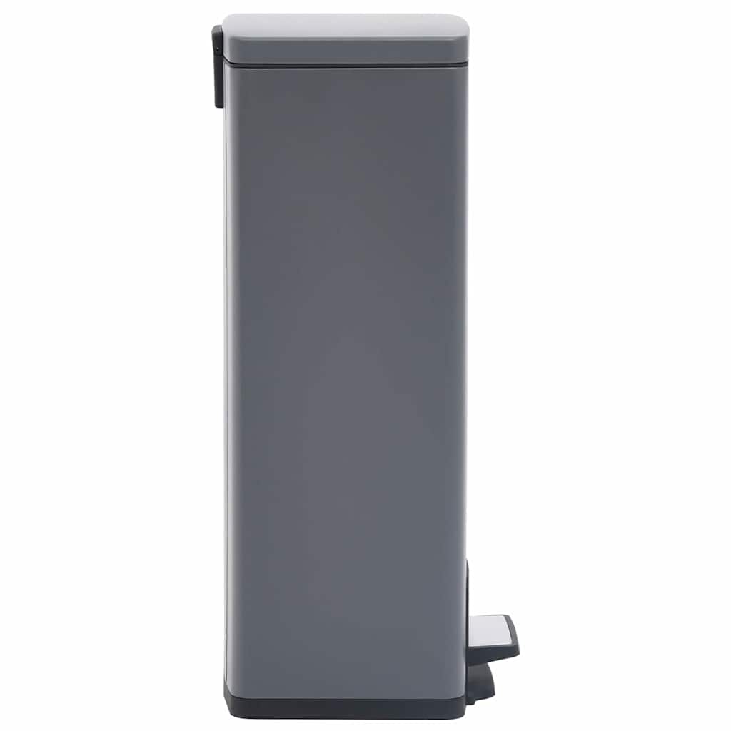 145972 vidaXL Dustbin with Pedal Anti-fingerprint 30L Grey Stainless Steel - 31 x 31.5 x 71 cm