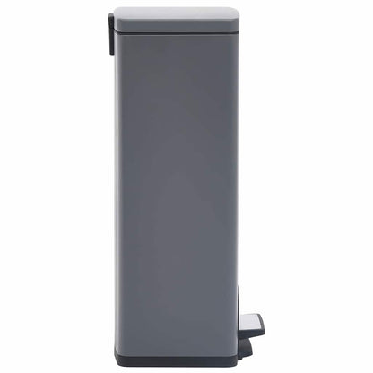 145972 vidaXL Dustbin with Pedal Anti-fingerprint 30L Grey Stainless Steel - 31 x 31.5 x 71 cm