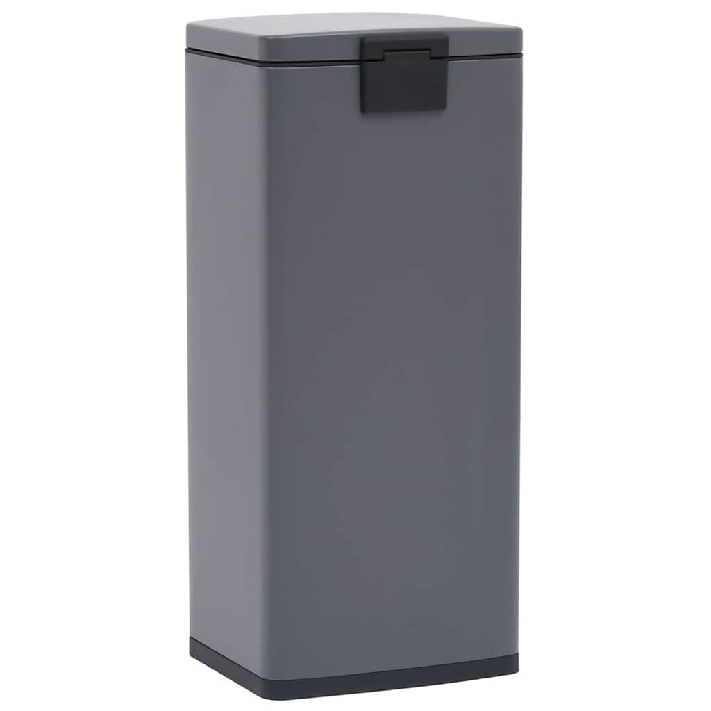 145972 vidaXL Dustbin with Pedal Anti-fingerprint 30L Grey Stainless Steel - 31 x 31.5 x 71 cm