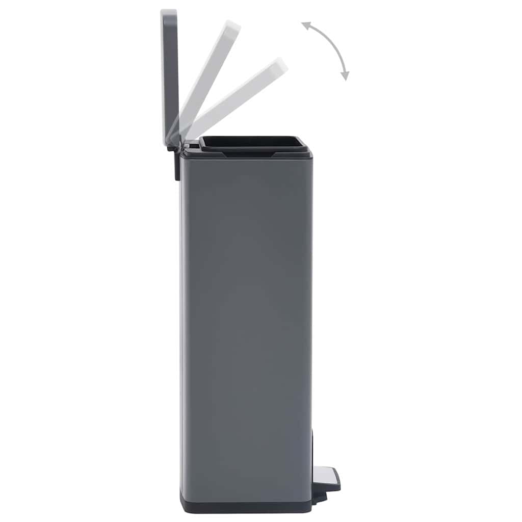 145972 vidaXL Dustbin with Pedal Anti-fingerprint 30L Grey Stainless Steel - 31 x 31.5 x 71 cm