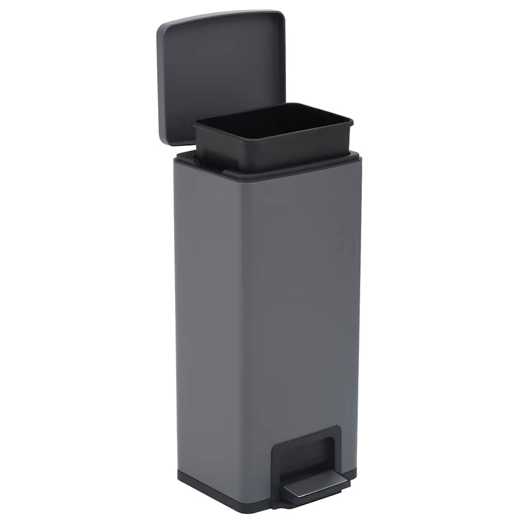 145972 vidaXL Dustbin with Pedal Anti-fingerprint 30L Grey Stainless Steel - 31 x 31.5 x 71 cm