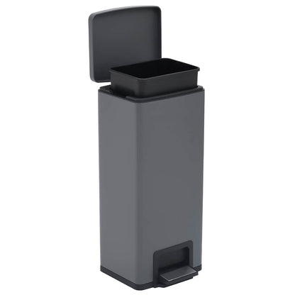 145972 vidaXL Dustbin with Pedal Anti-fingerprint 30L Grey Stainless Steel - 31 x 31.5 x 71 cm