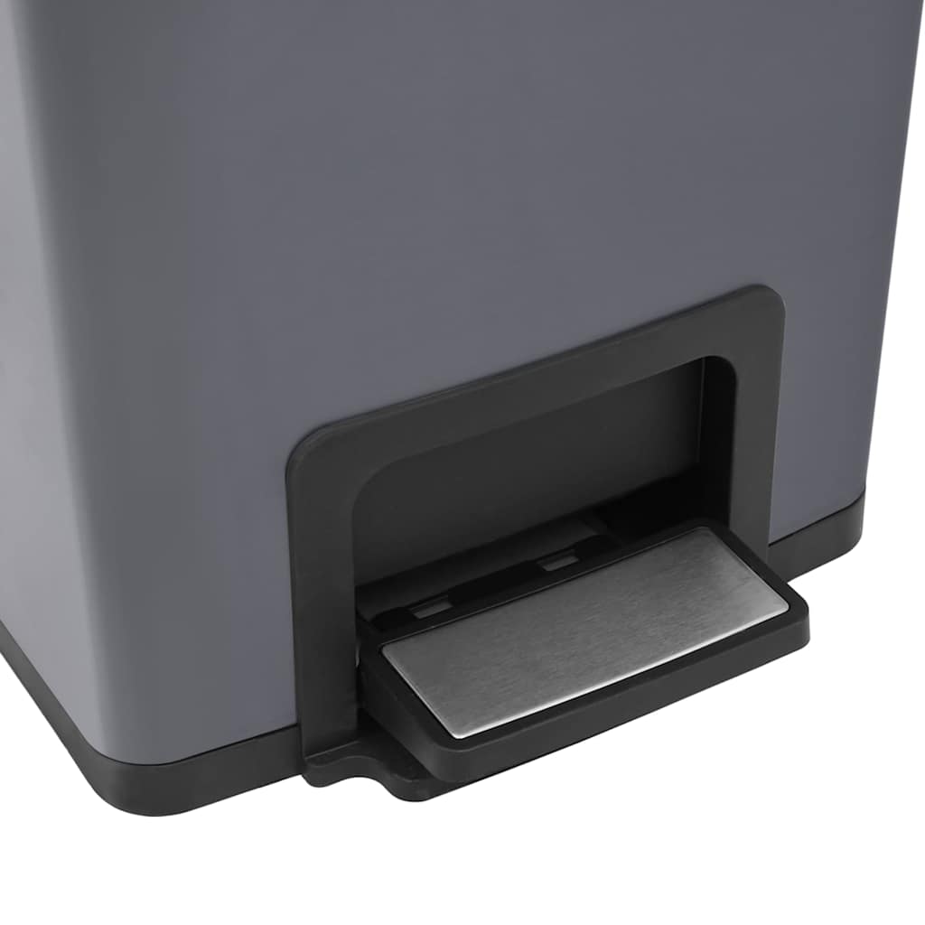 145972 vidaXL Dustbin with Pedal Anti-fingerprint 30L Grey Stainless Steel - 31 x 31.5 x 71 cm