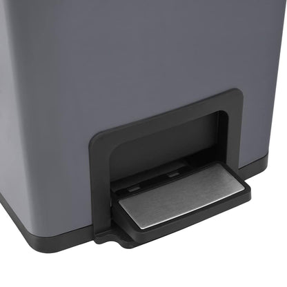 145972 vidaXL Dustbin with Pedal Anti-fingerprint 30L Grey Stainless Steel - 31 x 31.5 x 71 cm