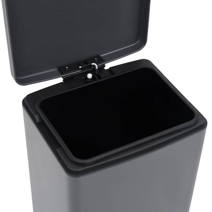 145972 vidaXL Dustbin with Pedal Anti-fingerprint 30L Grey Stainless Steel - 31 x 31.5 x 71 cm