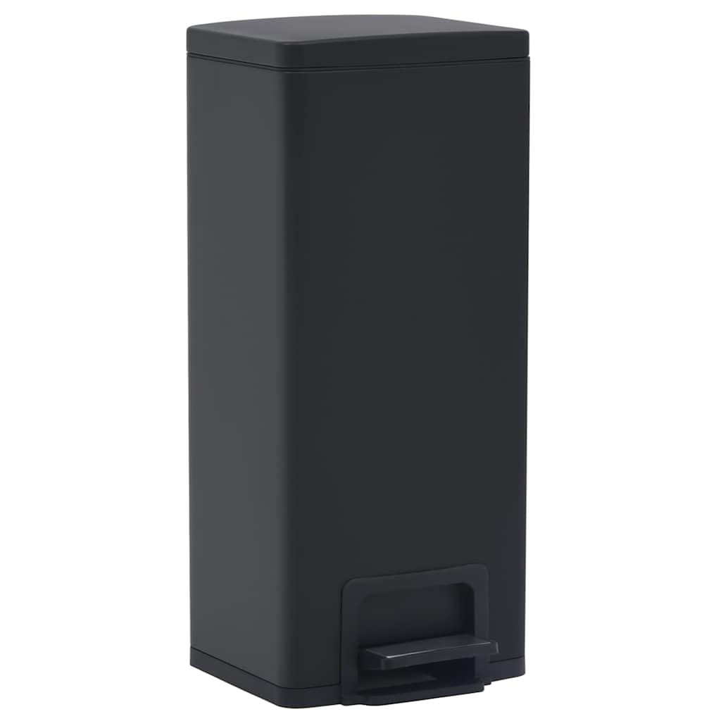 149573 vidaXL Dustbin with Pedal Anti-fingerprint 30L Black Stainless Steel - 31 x 31.5 x 71 cm