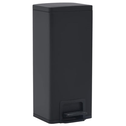 149573 vidaXL Dustbin with Pedal Anti-fingerprint 30L Black Stainless Steel - 31 x 31.5 x 71 cm