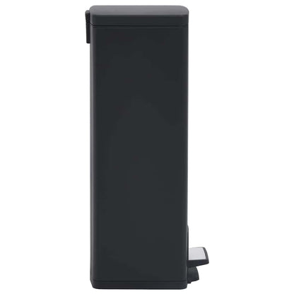 149573 vidaXL Dustbin with Pedal Anti-fingerprint 30L Black Stainless Steel - 31 x 31.5 x 71 cm