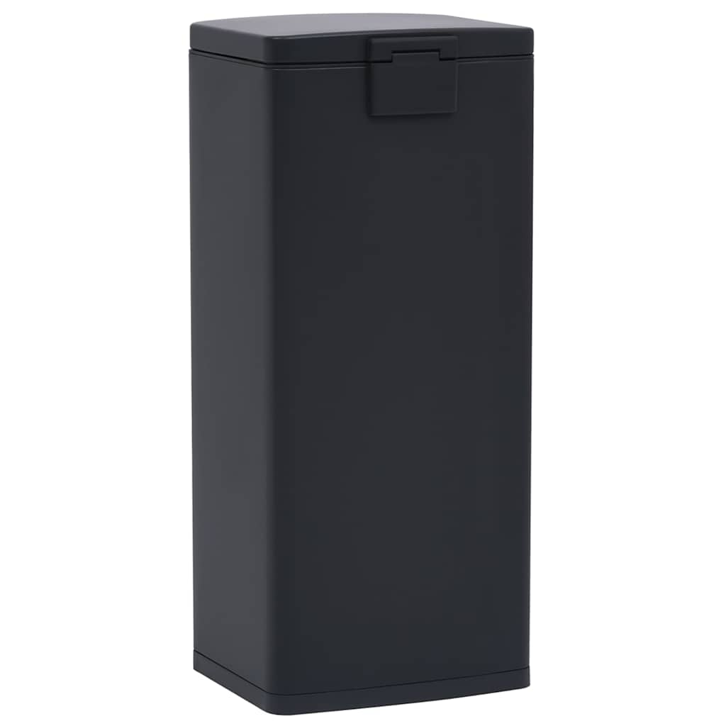 149573 vidaXL Dustbin with Pedal Anti-fingerprint 30L Black Stainless Steel - 31 x 31.5 x 71 cm