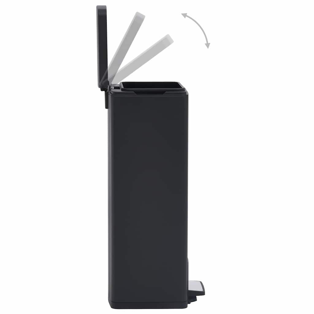 149573 vidaXL Dustbin with Pedal Anti-fingerprint 30L Black Stainless Steel - 31 x 31.5 x 71 cm