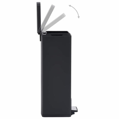 149573 vidaXL Dustbin with Pedal Anti-fingerprint 30L Black Stainless Steel - 31 x 31.5 x 71 cm