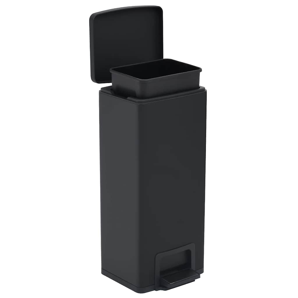 149573 vidaXL Dustbin with Pedal Anti-fingerprint 30L Black Stainless Steel - 31 x 31.5 x 71 cm