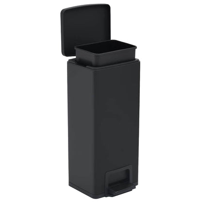 149573 vidaXL Dustbin with Pedal Anti-fingerprint 30L Black Stainless Steel - 31 x 31.5 x 71 cm