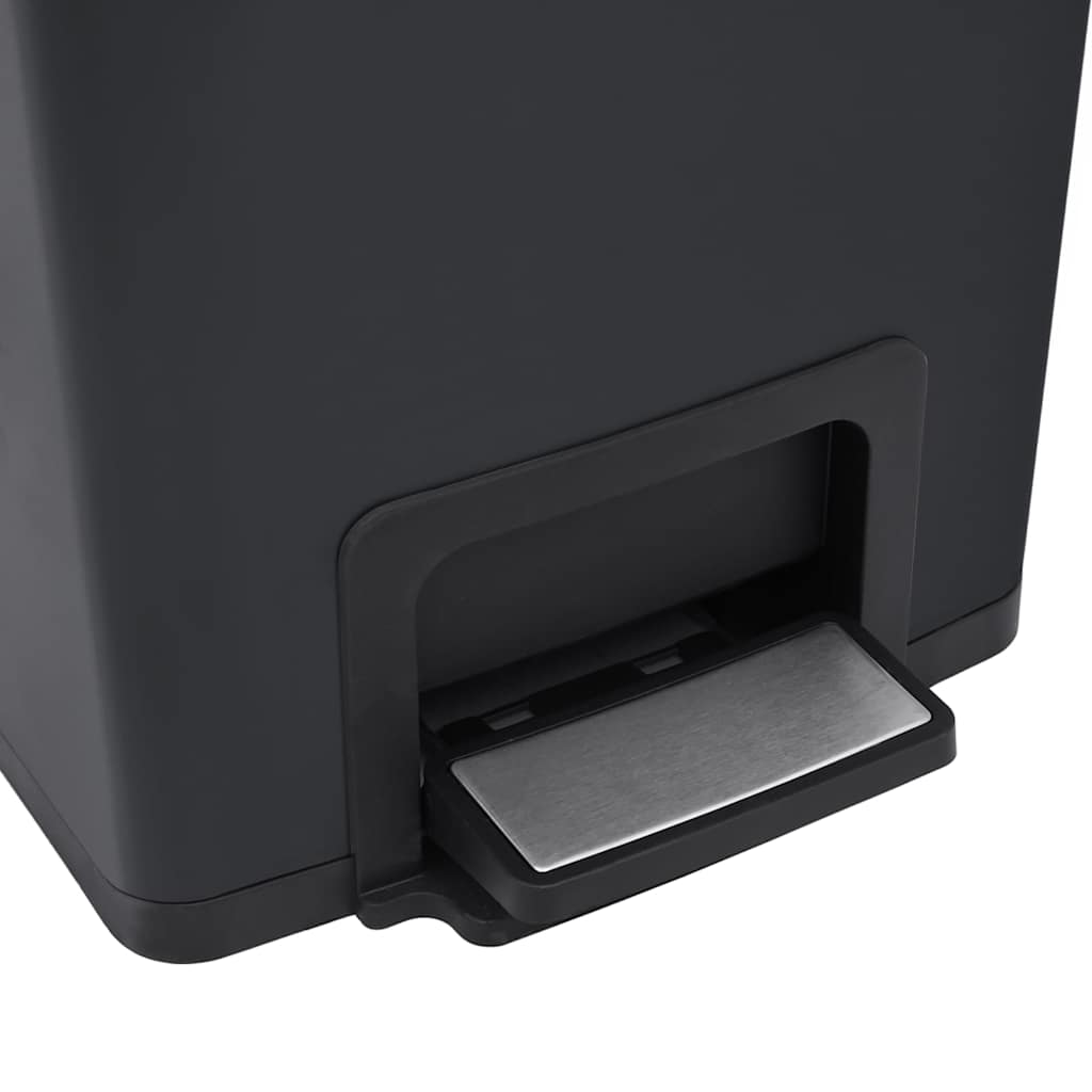 149573 vidaXL Dustbin with Pedal Anti-fingerprint 30L Black Stainless Steel - 31 x 31.5 x 71 cm