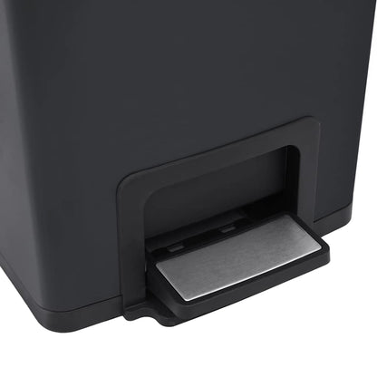 149573 vidaXL Dustbin with Pedal Anti-fingerprint 30L Black Stainless Steel - 31 x 31.5 x 71 cm