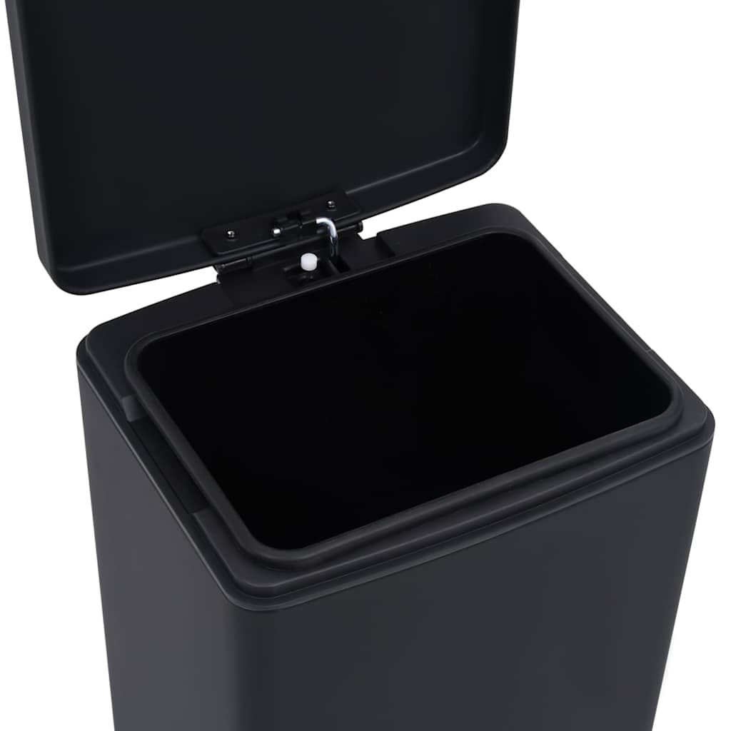 149573 vidaXL Dustbin with Pedal Anti-fingerprint 30L Black Stainless Steel - 31 x 31.5 x 71 cm