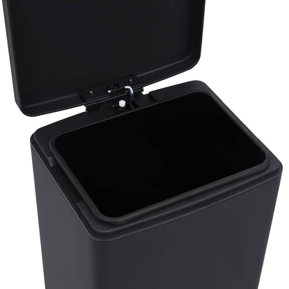 149573 vidaXL Dustbin with Pedal Anti-fingerprint 30L Black Stainless Steel - 31 x 31.5 x 71 cm