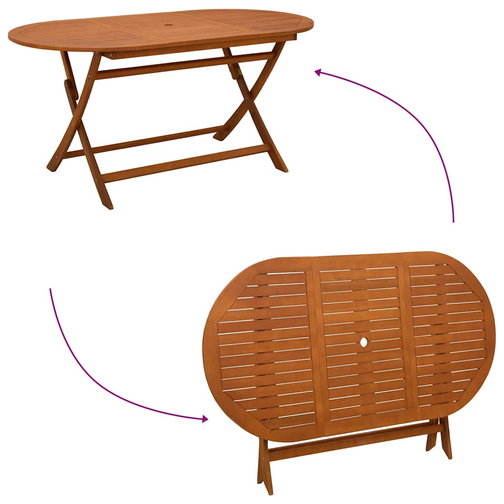 vidaXL Garden Table | Wood Brown | Solid eucalyptus wood | Medium | Foldable - 160 x 85 x 75 cm