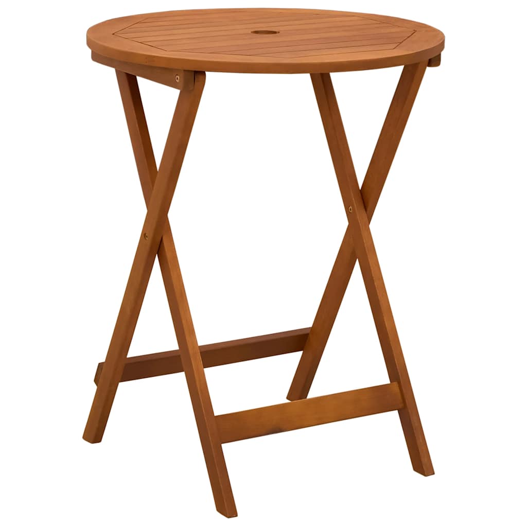 vidaXL Folding Garden Table Ø60x75 cm Solid Eucalyptus Wood - Brown
