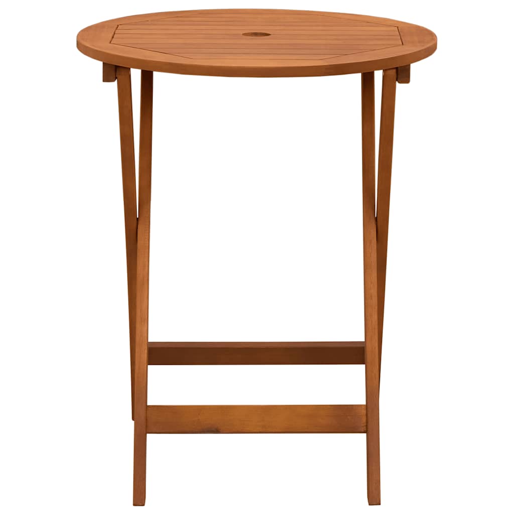 vidaXL Folding Garden Table Ø60x75 cm Solid Eucalyptus Wood - Brown
