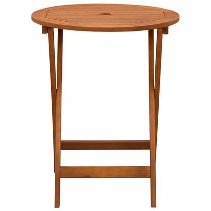 vidaXL Folding Garden Table Ø60x75 cm Solid Eucalyptus Wood - Brown