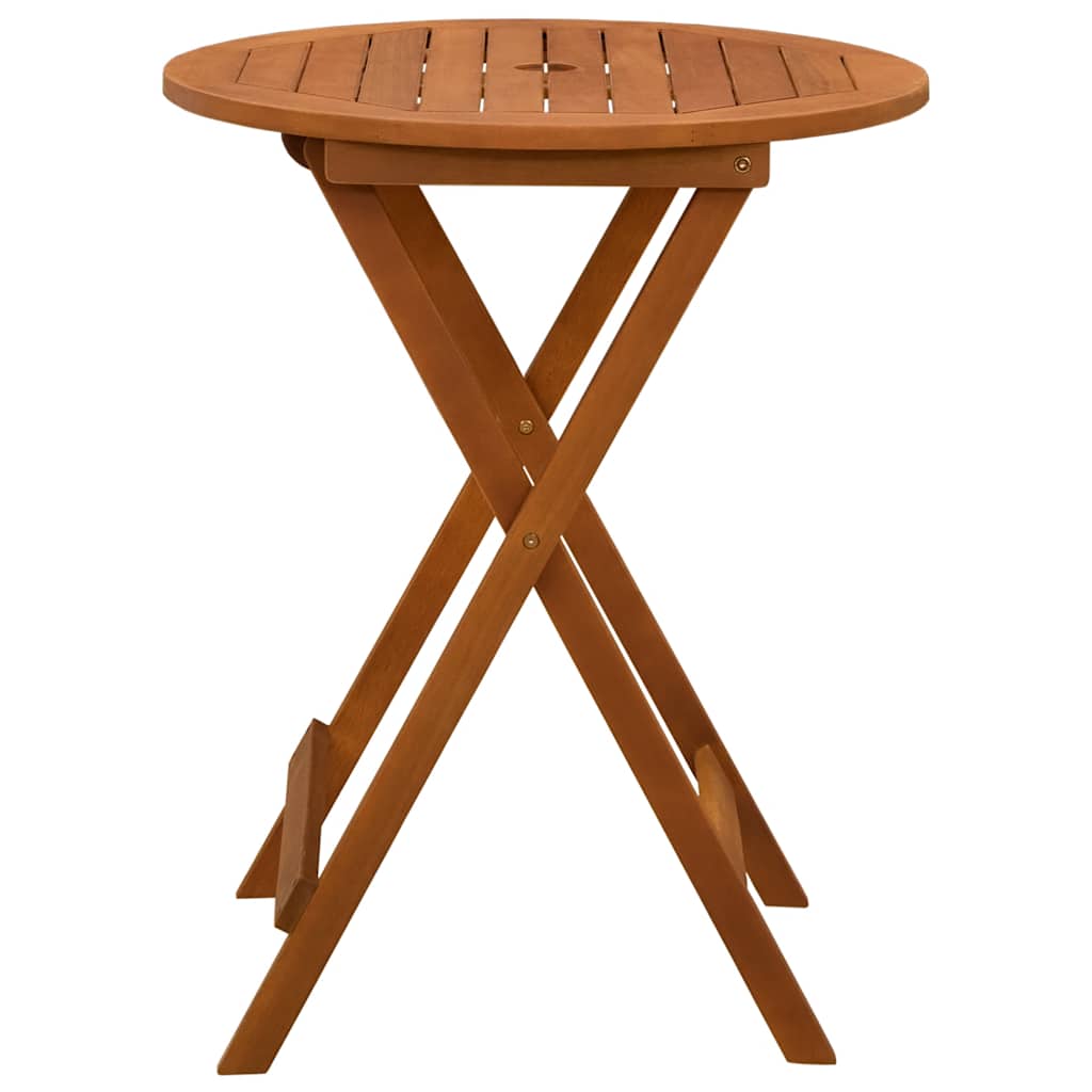 vidaXL Folding Garden Table Ø60x75 cm Solid Eucalyptus Wood - Brown