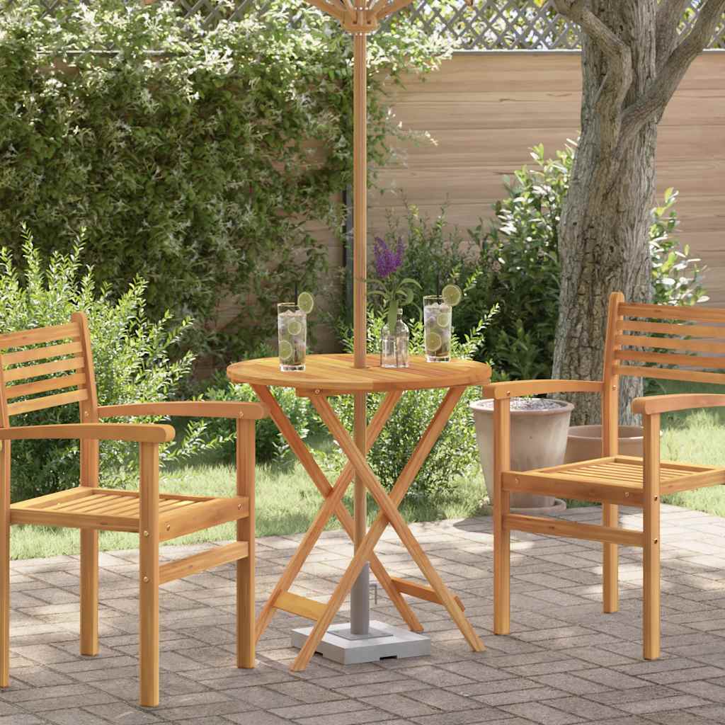 vidaXL Folding Garden Table Ø60x75 cm Solid Eucalyptus Wood - Brown