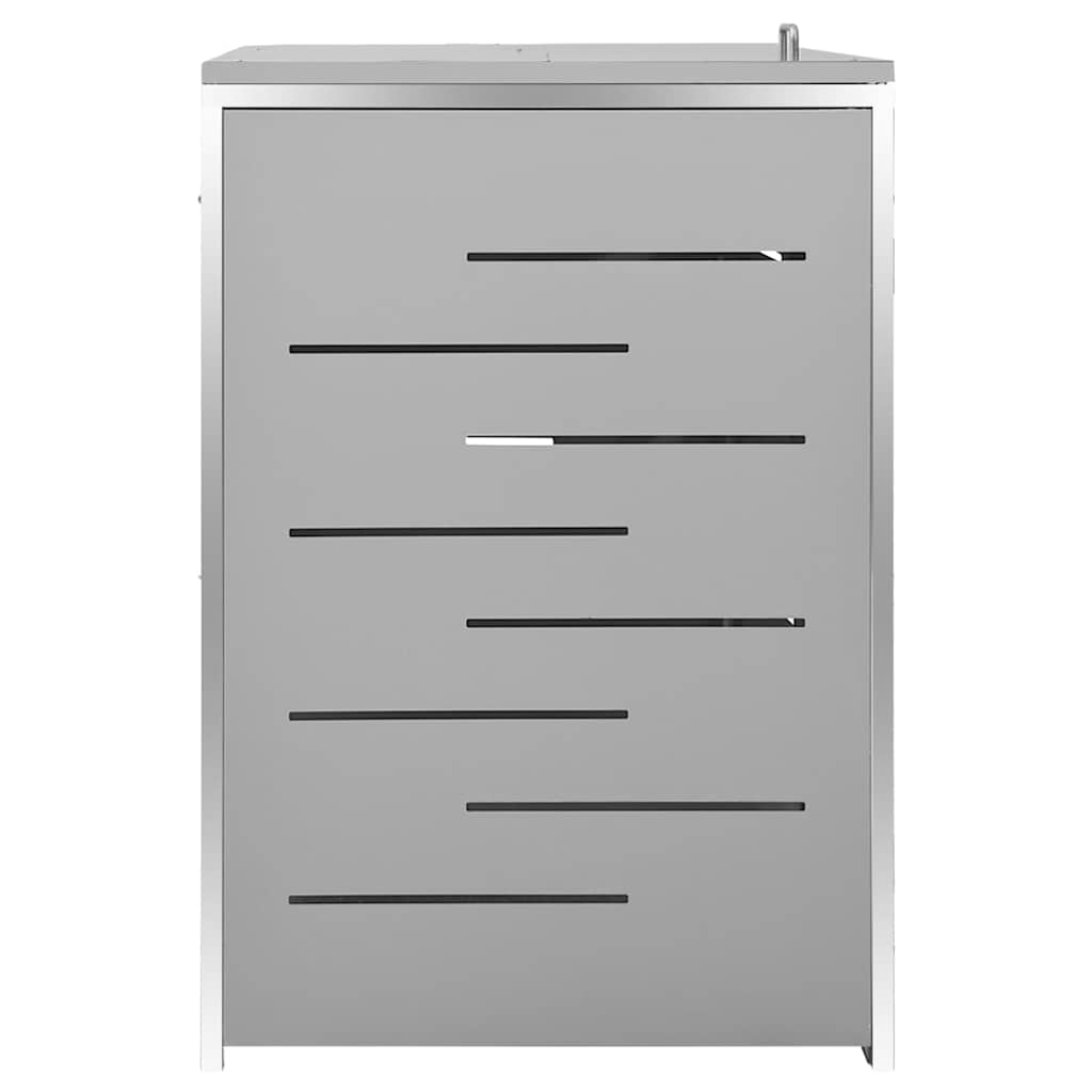 vidaXL Quadruple Wheelie Bin Shed 276.5x77.5x115 cm Stainless Steel - Grey - 276.5 x 77.5 x 112.5 cm