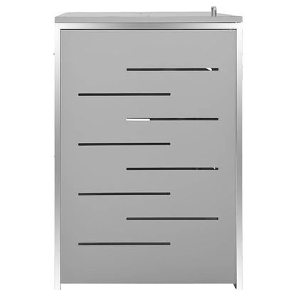 vidaXL Quadruple Wheelie Bin Shed 276.5x77.5x115 cm Stainless Steel - Grey - 276.5 x 77.5 x 112.5 cm