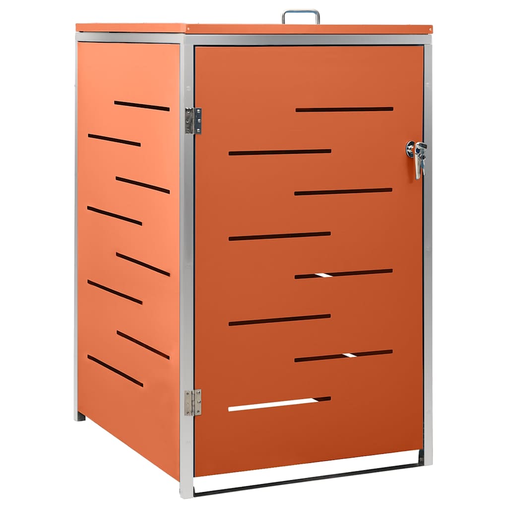 vidaXL Single Wheelie Bin Shed 69x77.5x115 cm Stainless Steel - Orange - 69 x 77.5 x 112.5 cm