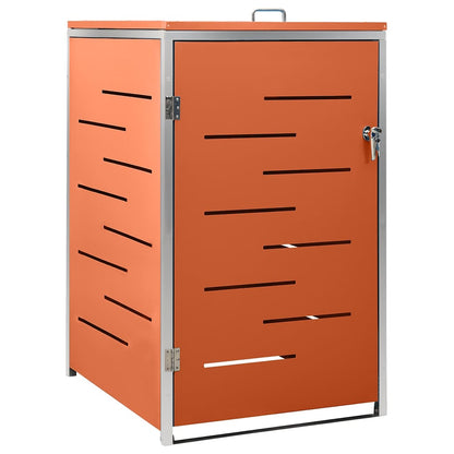 vidaXL Single Wheelie Bin Shed 69x77.5x115 cm Stainless Steel - Orange - 69 x 77.5 x 112.5 cm