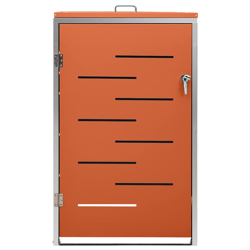 vidaXL Single Wheelie Bin Shed 69x77.5x115 cm Stainless Steel - Orange - 69 x 77.5 x 112.5 cm