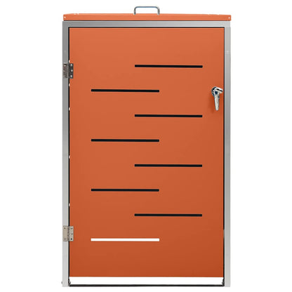 vidaXL Single Wheelie Bin Shed 69x77.5x115 cm Stainless Steel - Orange - 69 x 77.5 x 112.5 cm