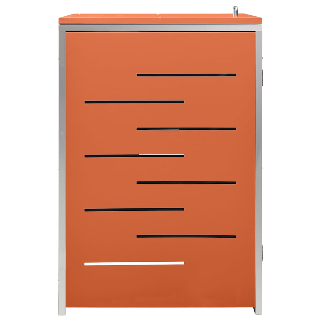 vidaXL Single Wheelie Bin Shed 69x77.5x115 cm Stainless Steel - Orange - 69 x 77.5 x 112.5 cm