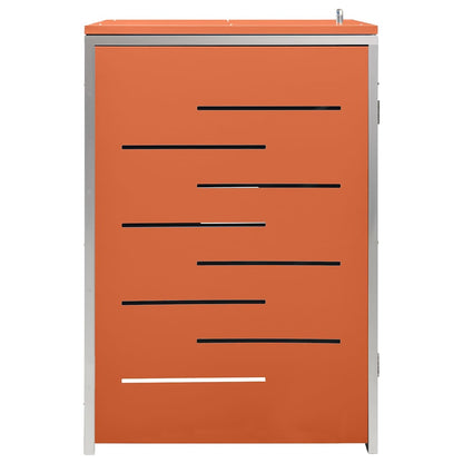 vidaXL Single Wheelie Bin Shed 69x77.5x115 cm Stainless Steel - Orange - 69 x 77.5 x 112.5 cm