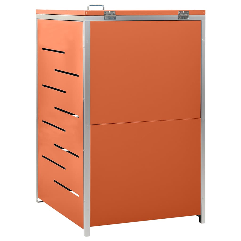 vidaXL Single Wheelie Bin Shed 69x77.5x115 cm Stainless Steel - Orange - 69 x 77.5 x 112.5 cm