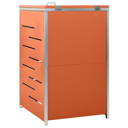vidaXL Single Wheelie Bin Shed 69x77.5x115 cm Stainless Steel - Orange - 69 x 77.5 x 112.5 cm