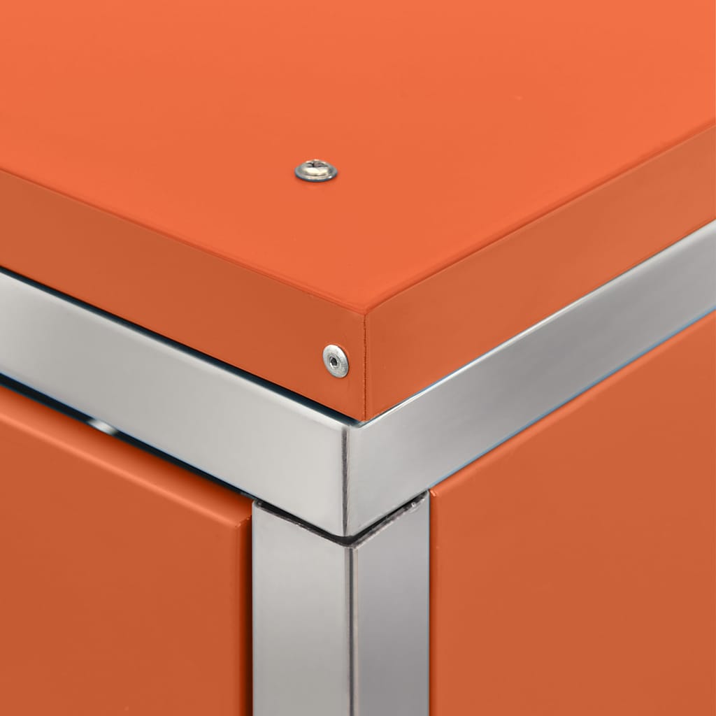 vidaXL Single Wheelie Bin Shed 69x77.5x115 cm Stainless Steel - Orange - 69 x 77.5 x 112.5 cm
