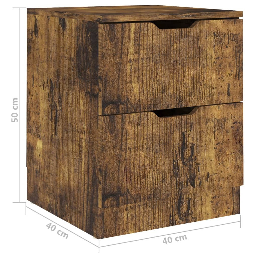 vidaXL Bedside Cabinets 2 pcs Smoked Oak 40x40x50 cm Engineered Wood - Brown