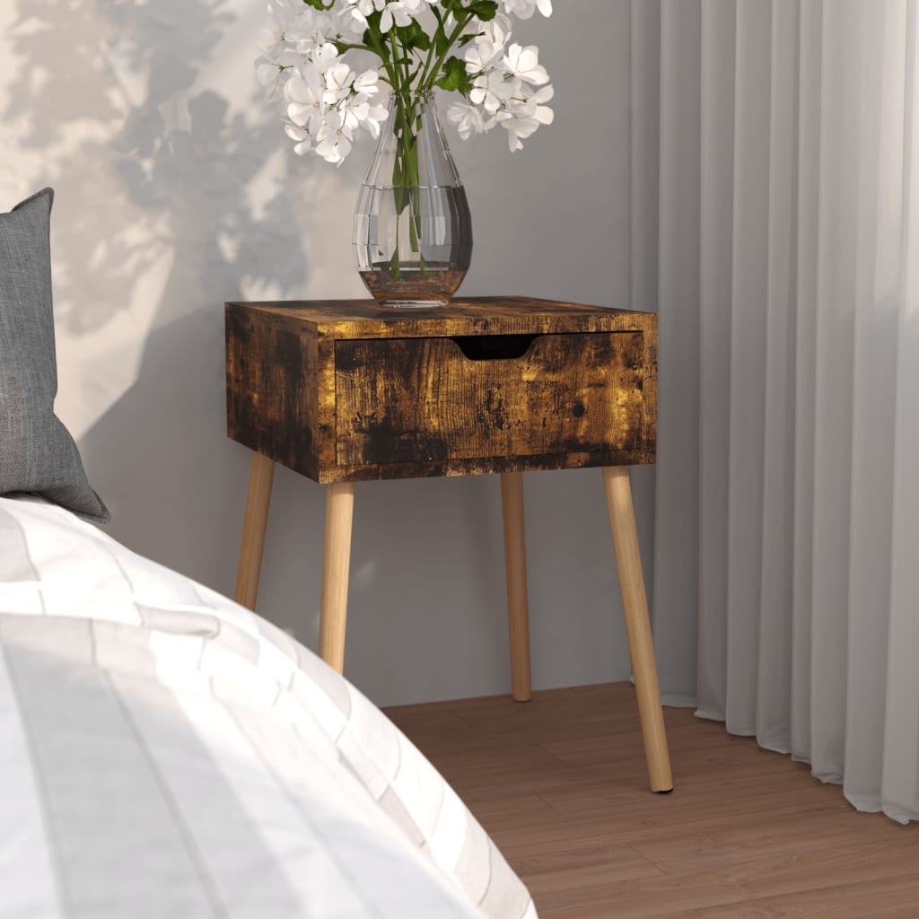 vidaXL Bedside Cabinet Smoked Oak 40x40x56 cm Engineered Wood - Brown