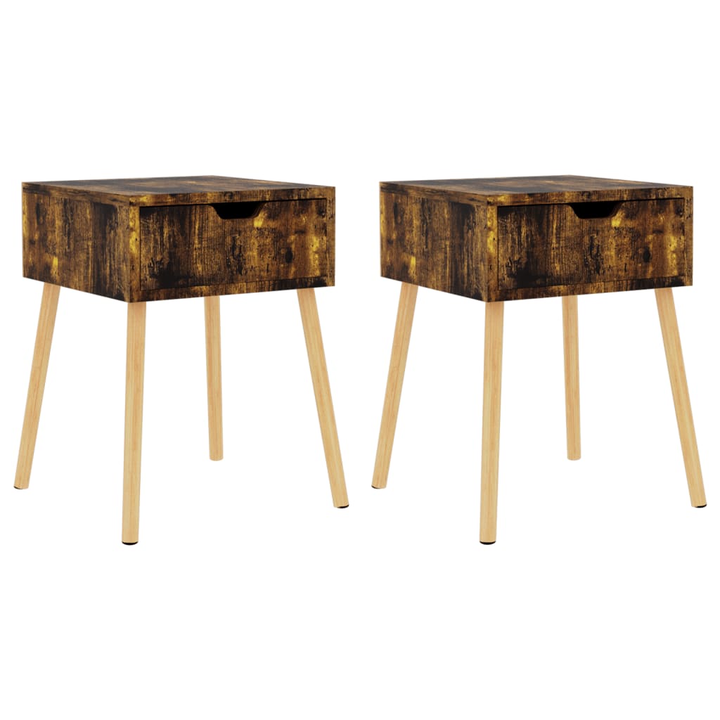 vidaXL Bedside Cabinets 2 pcs Smoked Oak 40x40x56 cm Engineered Wood - Brown