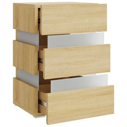 vidaXL LED Bedside Cabinet Sonoma Oak 45x35x67 cm Engineered Wood - Brown