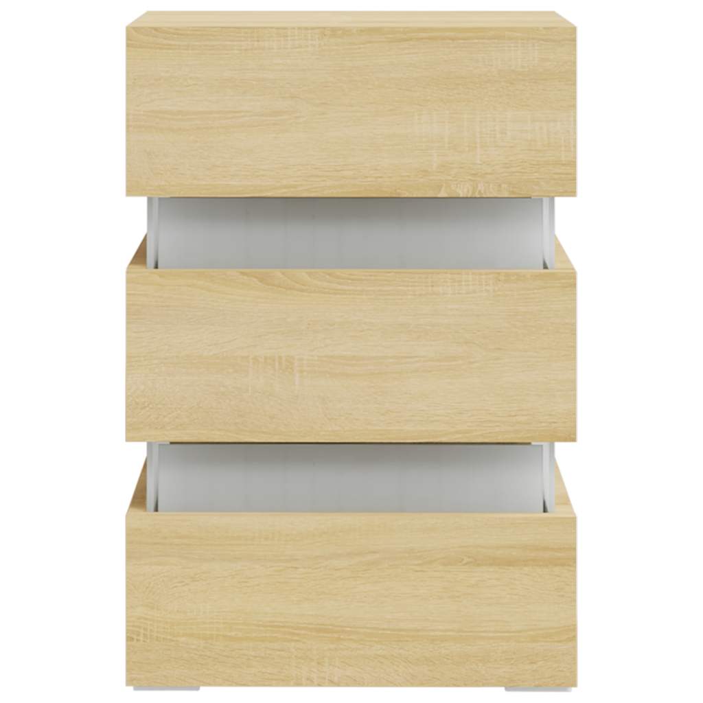 vidaXL LED Bedside Cabinet Sonoma Oak 45x35x67 cm Engineered Wood - Brown