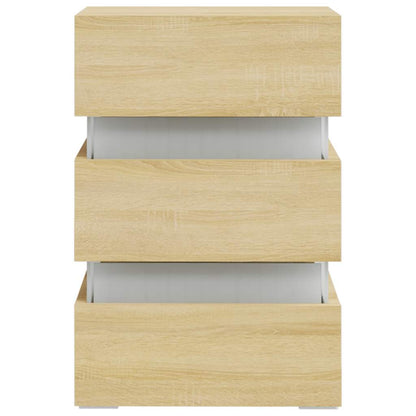 vidaXL LED Bedside Cabinet Sonoma Oak 45x35x67 cm Engineered Wood - Brown