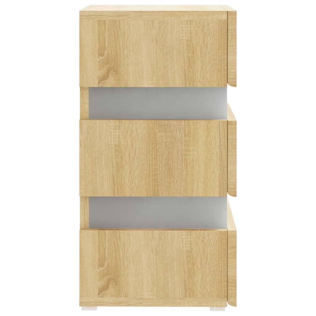 vidaXL LED Bedside Cabinet Sonoma Oak 45x35x67 cm Engineered Wood - Brown