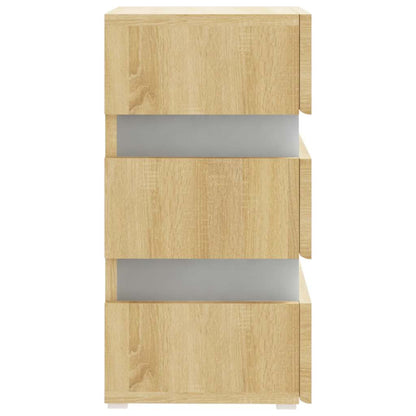 vidaXL LED Bedside Cabinet Sonoma Oak 45x35x67 cm Engineered Wood - Brown