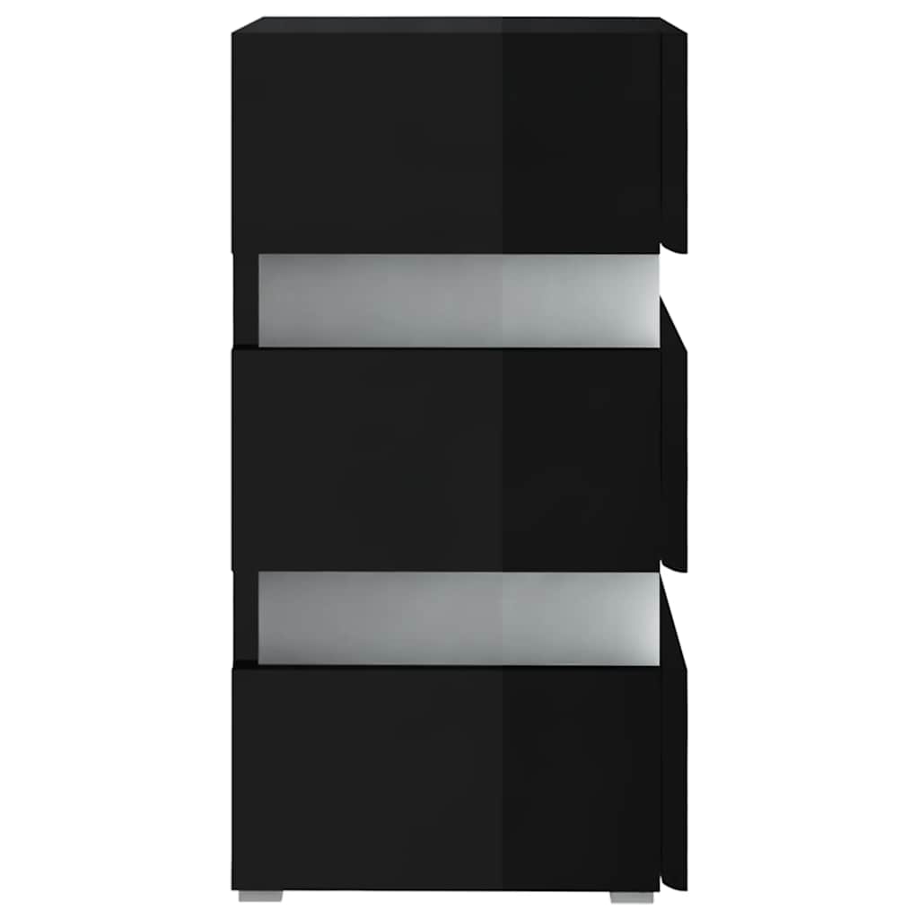 vidaXL LED Bedside Cabinet High Gloss Black 45x35x67 cm Engineered Wood